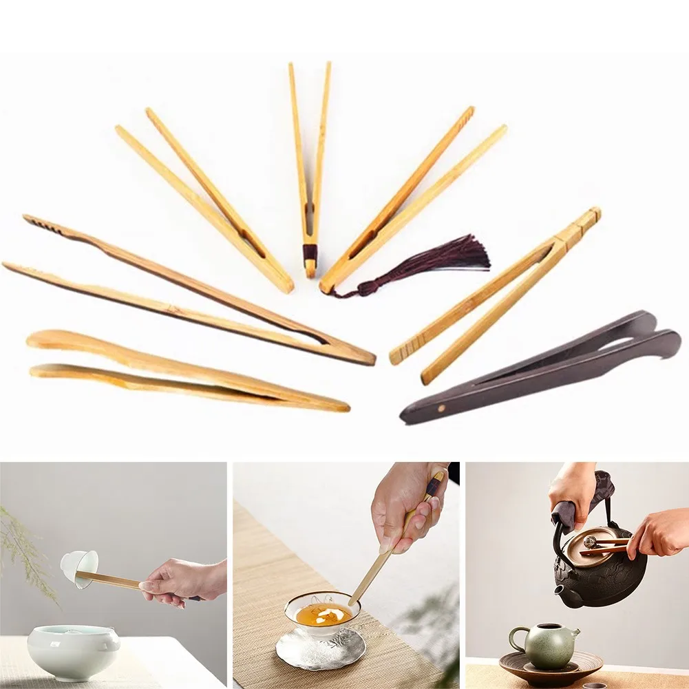 

1PC Bamboo Wood Wooden Food Toast Salad Tongs Toaster Bacon Sugar Ice Tea Tong Clip Home Kitchen Utensil Accessories