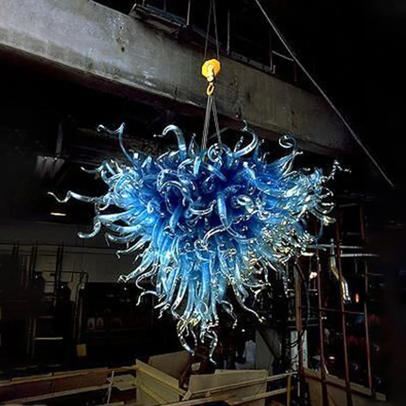 

New Arrival Blue Color Romantic Murano Glass Ceiling Decor Chandelier LED Lights 100% Hand Blown Glass Modern Chandeliers