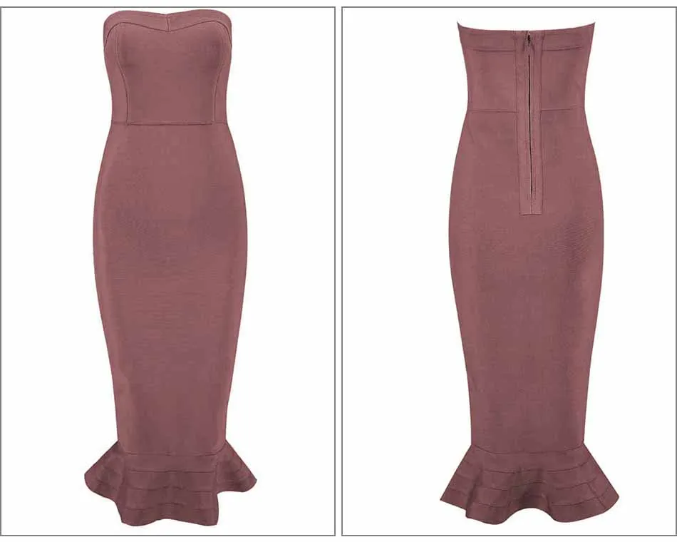 Осенние Бандажное платье Для женщин Vestidos Verano пикантное, без рукавов, без бретелей платье с русалочкой; элегантные туфли в стиле знаменитостей; платье для вечеринок подиума