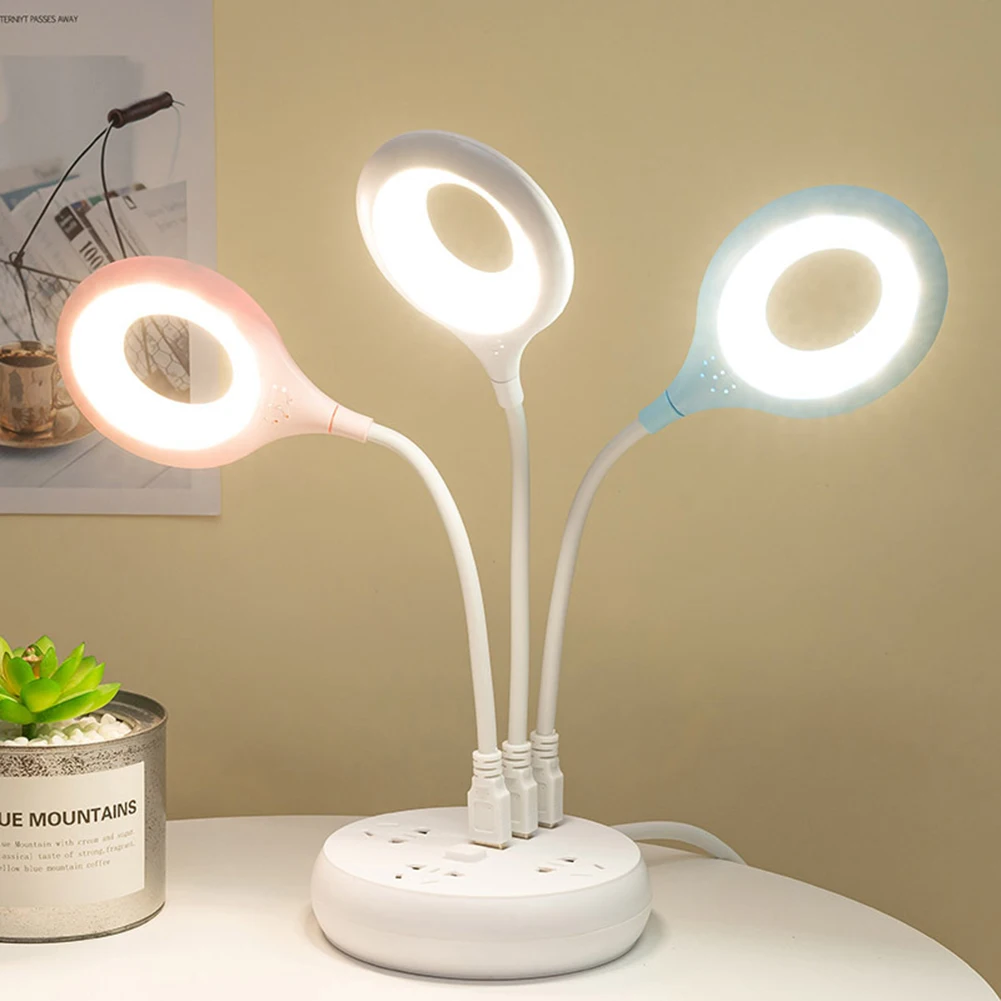 

LED Portable USB Rechargeable Flexo Ring Lamp Bedroom Study Reading Book Night Lights Eye Protection Desk Laptop Lighting Tool