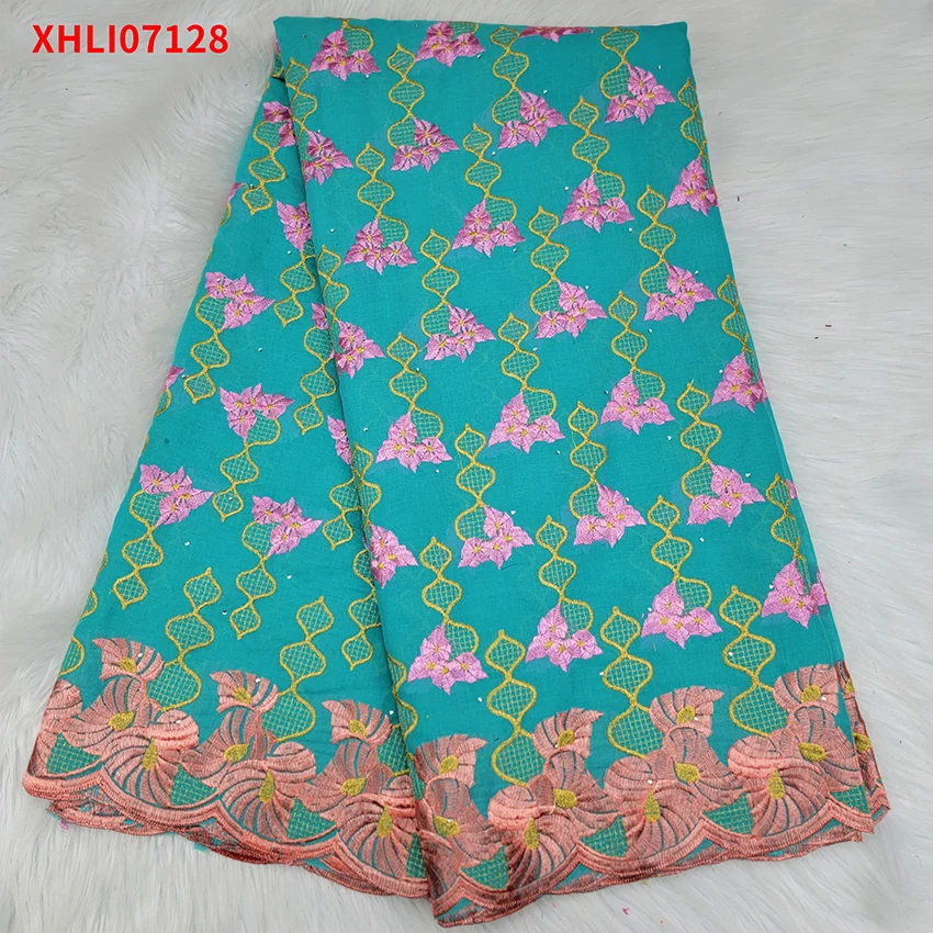 

African Ankara ​Lace Fabric High Class ​​Nigerian Swiss Jacquard ​Cotton Womaon Cloth For Sewing Wedding XHLI07128 C