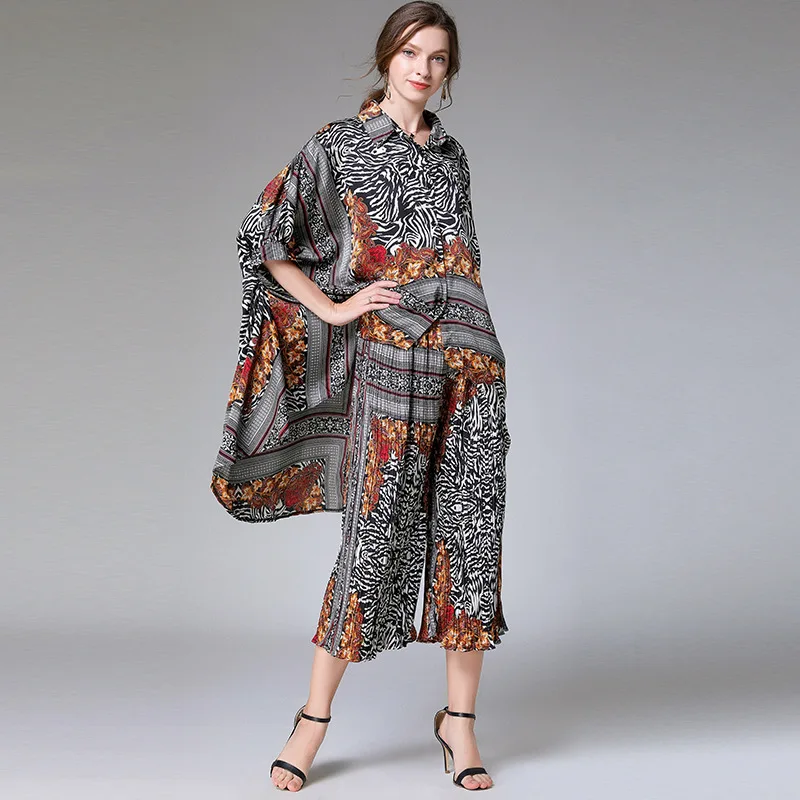 [LANMREM 2021 Новая мода Большой размер размера плюс костюм Женский рукав &quotлетучая