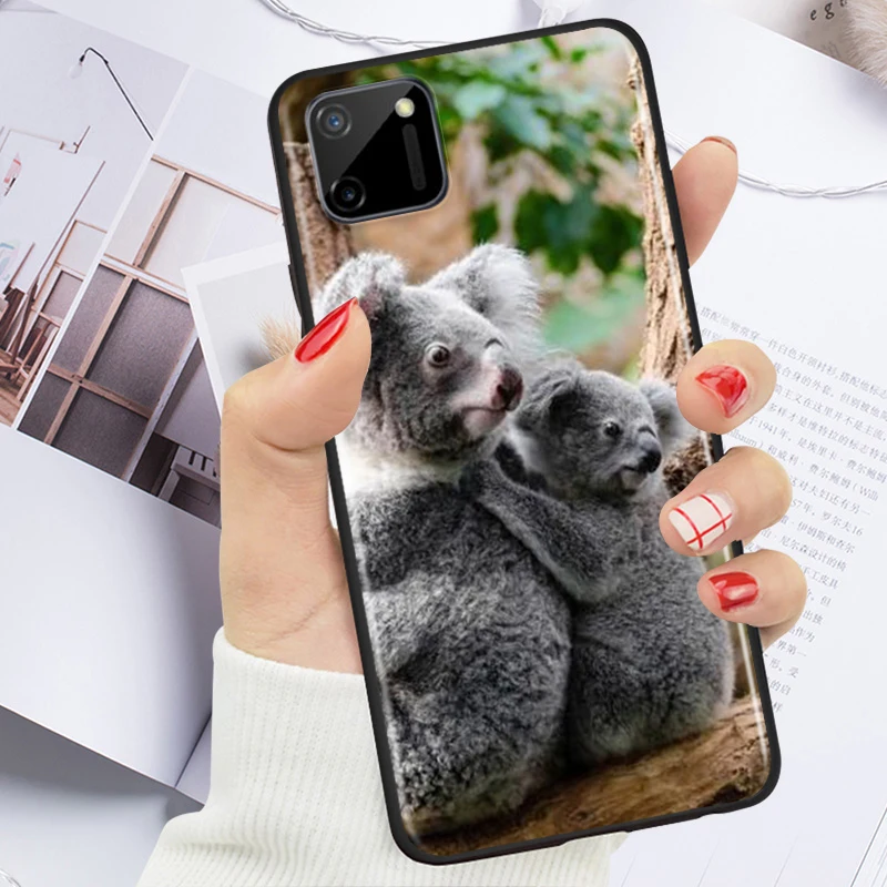 

Cute kangaroo Koala Shockproof Cover for OPPO Realme7 7i 6 5 3 2 Pro C1 C2 Black Phone Case Shell Soft Fundas Coque Capa