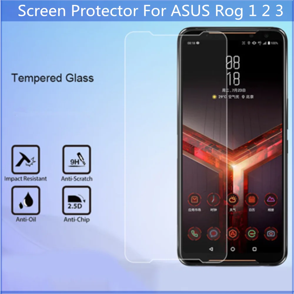 

UGI 5-1PCS Screen Protector Tempered Glass For ASUS Rog Phone 1 2 3 ZS660KL ZS660KL ZS661KS Protective Front Film Clear HD