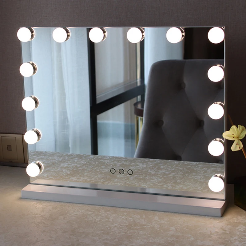 Retail Frameless Vanity Mirror with Light Hollywood Makeup Lighted Mirror 3 color Light Cosmetic Mirror Adjustable Touch Screen