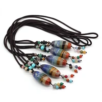 ethnic style reiki healing pendant necklace natural gem stone 7 chakra energy charms yoga necklaces for women men jewelry