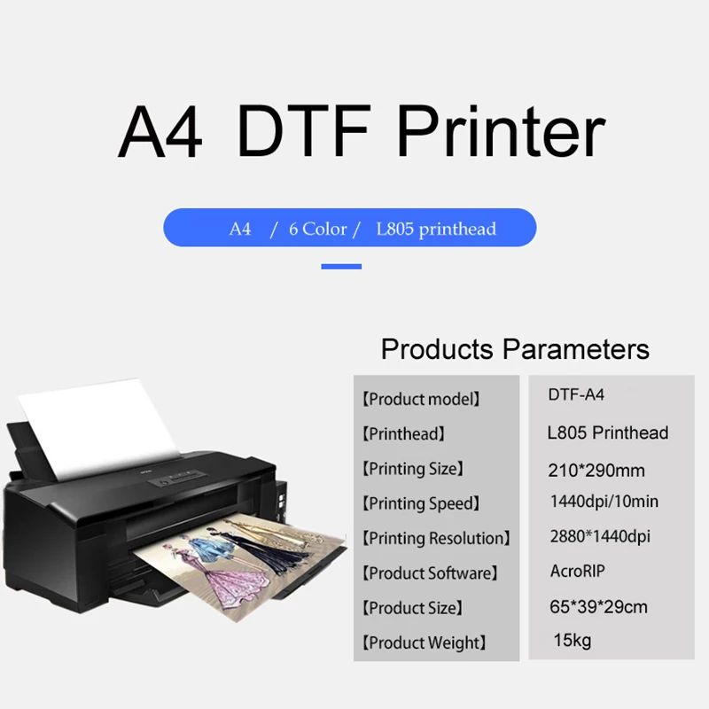 Vilaxh L805 A4 Размер планшетный DTF Принтер DTG для белых и черных футболок Текстильная