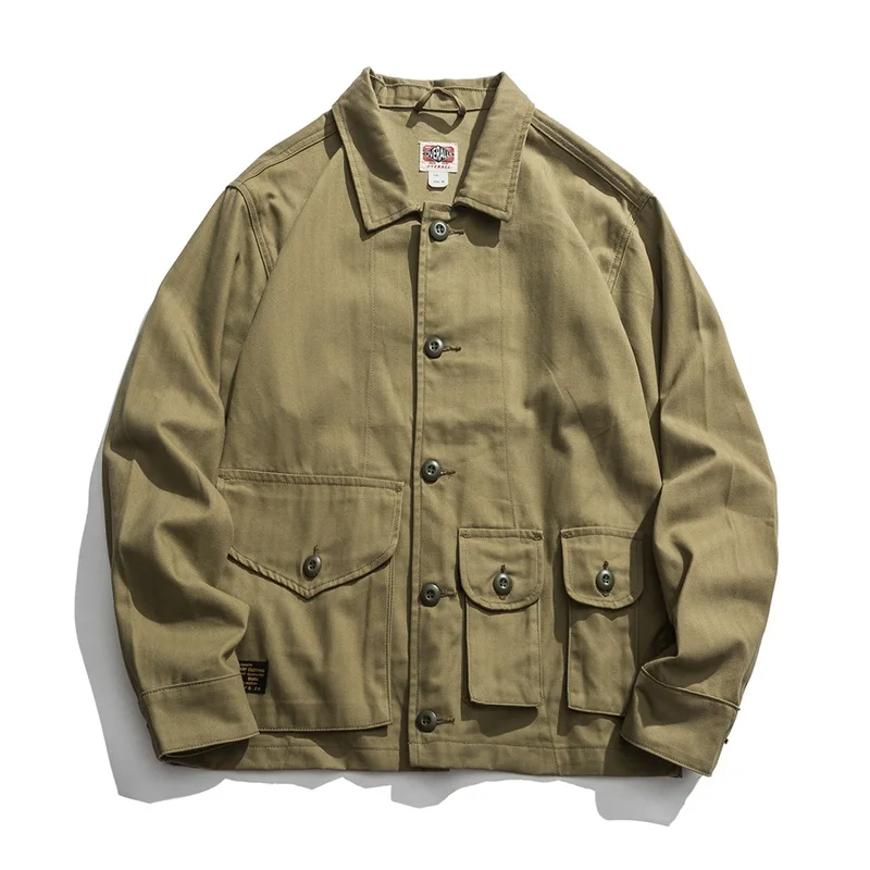 

Мужские куртки, Мужская винтажная куртка в стиле сафари с несколькими карманами, пальто, оригинальная американская Повседневная стираемая ...