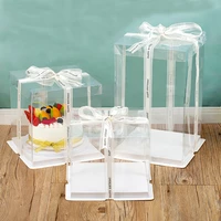 transparent cake box diy handmade happy birthday dessert packaging box with lid wedding party holiday pastry package supplies