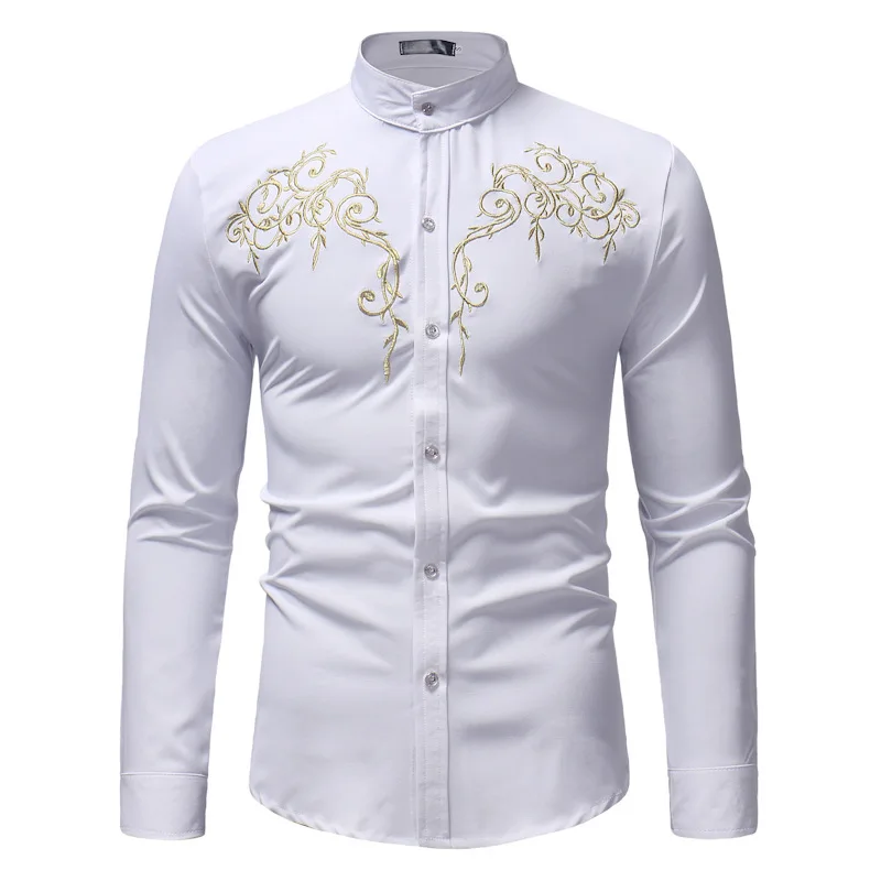 

Men's Long-sleeve Shirt Printed Stripes African Traditional Dashiki Fashion Tops Men Muslim Clothes Plus Size T-shirt Male