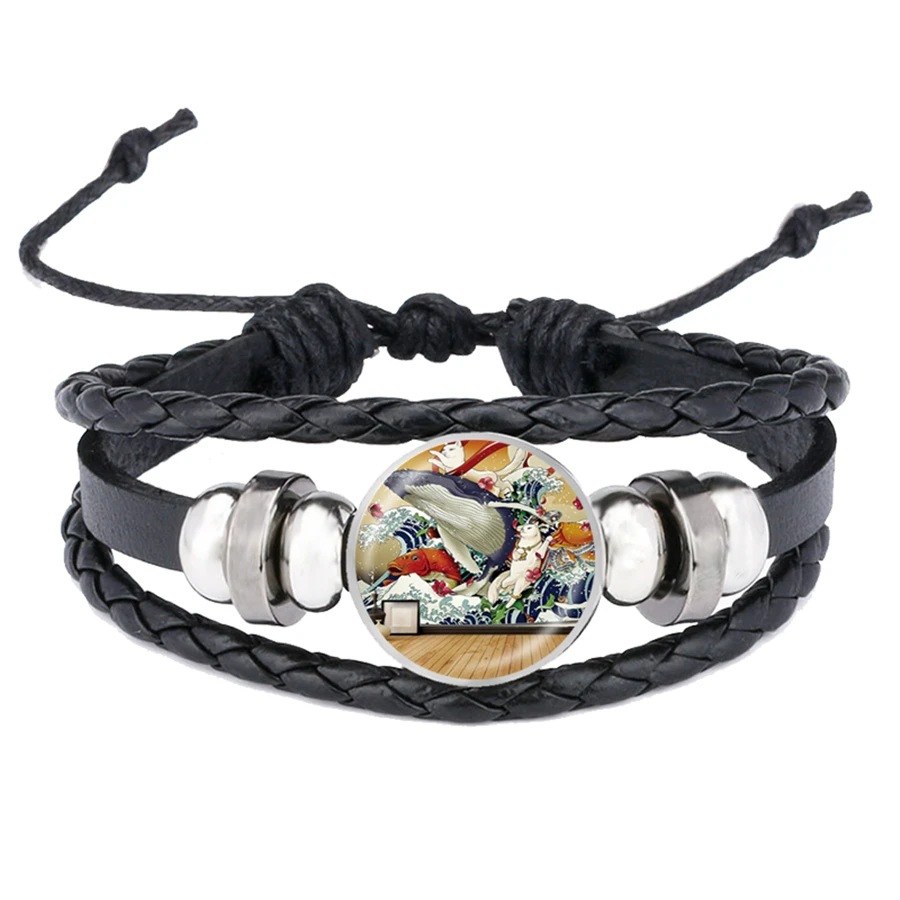 Классический Kanagawa картина серфинг браслеты японский Ukiyo e искусство Голубая