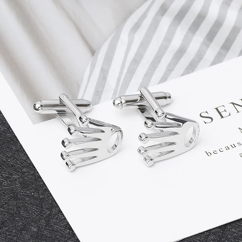 Запонки в форме короны для мужчин модные свадебные лазерные запонки жениха