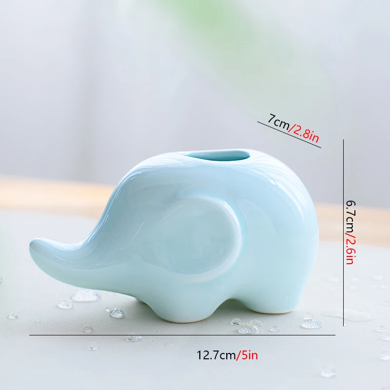 Blue-Elephant Милые Мини Керамические животные растение ваза картон суккулент плантатор Настольный Celadon цветочный горшок Декор фея украшения для дома и офиса - Цвет: Blue-Elephant
