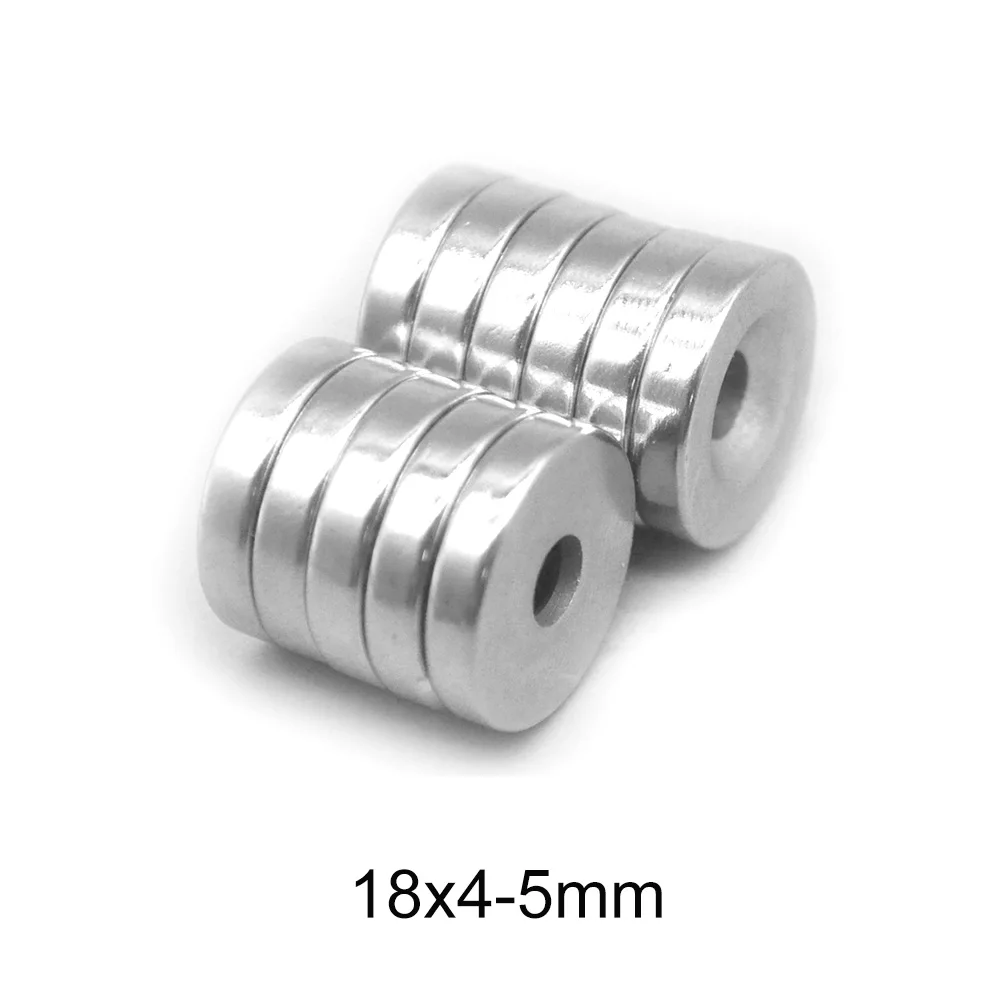

5 ~ 60 шт 18x4-5 мм сильные неодимовые магниты диск 18*4 мм отверстие 5 мм постоянный Magnet18X4-5mm круглый потайной Магнит 18*4-5 18x4