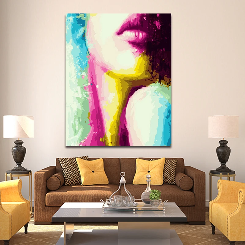 Diy paint drawn by digital pictures oil castle Render half face art hand-painted decompression Hanging painting | Дом и сад