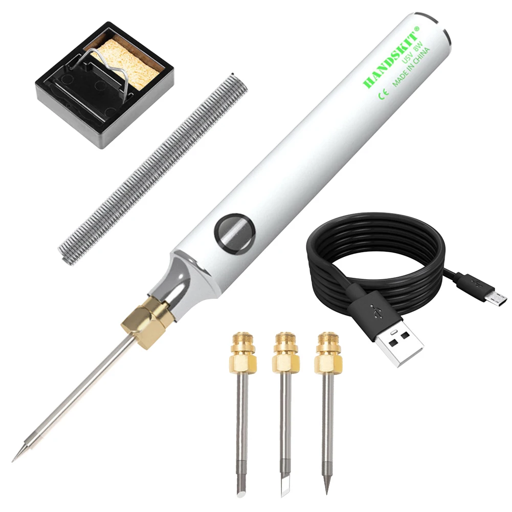 

5V USB Electric Soldering Iron Adjustable Temperature Portable Mini Welder Handskit with 3 Heating Heads Welding Equipment
