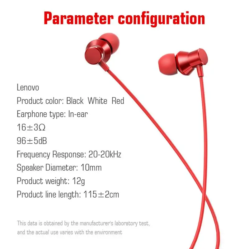 

Lenovo HF130 Sound Earphone Heavy Subwoofer Earplug 60-degree Slanted In-ear Stereo Wired Headset 3.5mm Mic for Smartphone