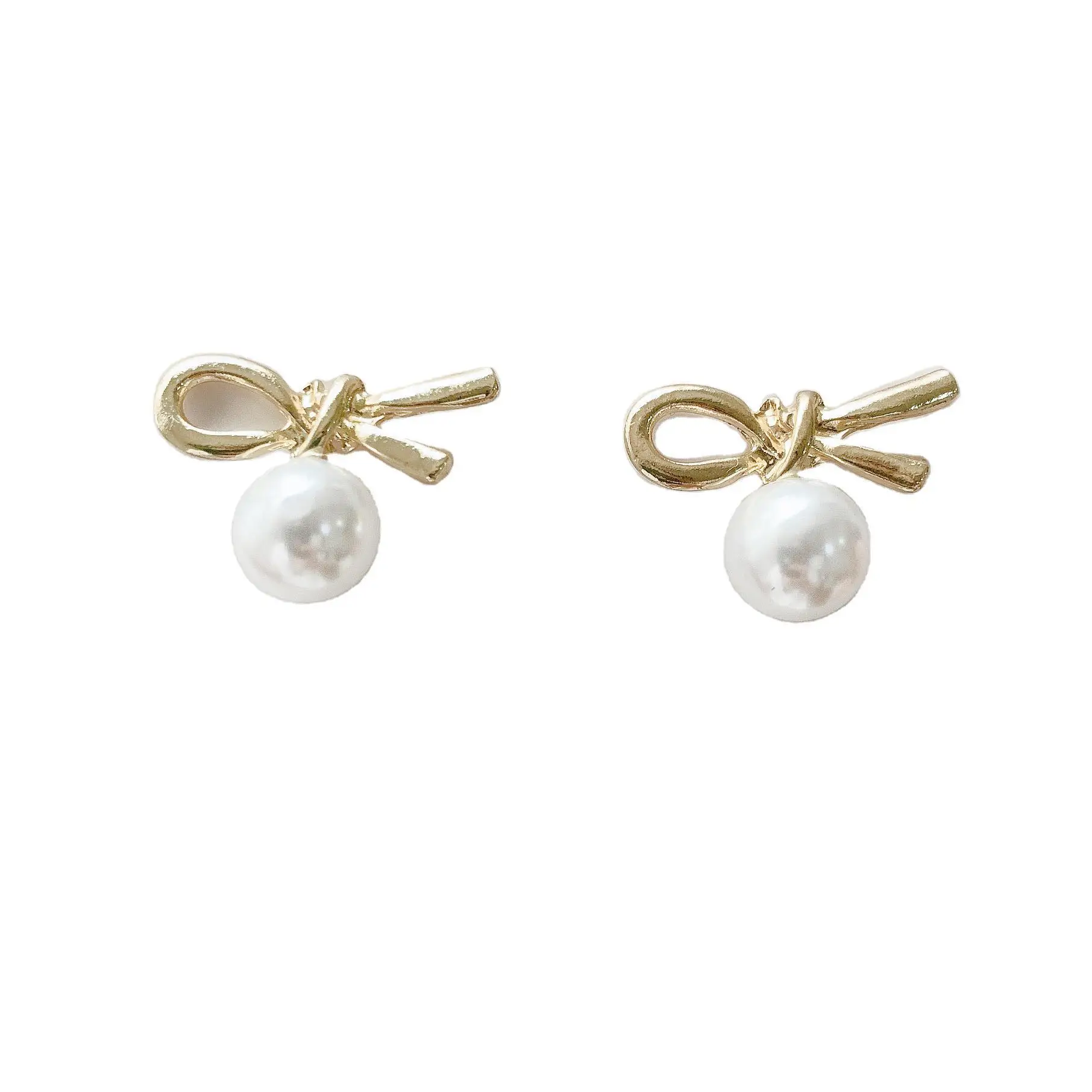 

New Year Earrings S925 Silver Needle Earrings Earrings Pearl Earrings Female Cute Student Earrings Wild Bow Earrings Female
