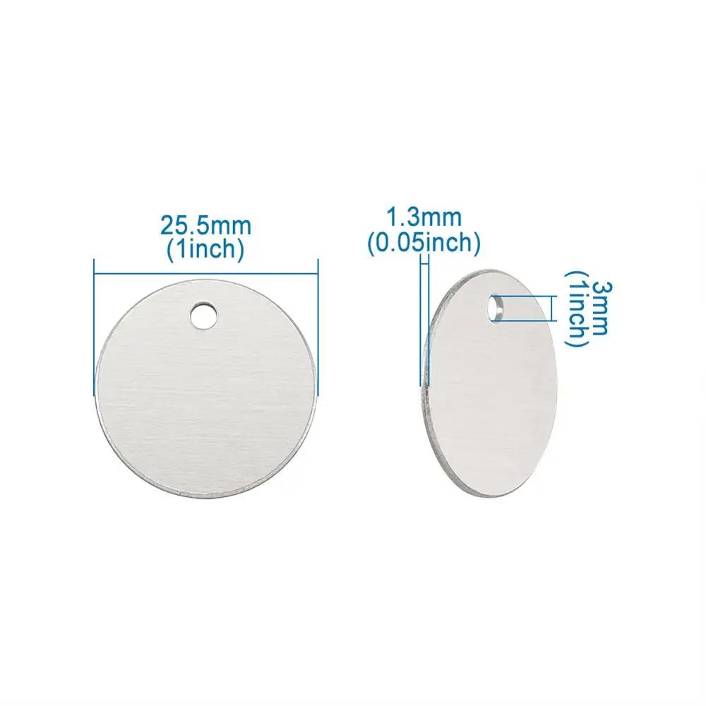 Pandahall 50pcs/set Flat Round Aluminum Stamping Blank Tags Charm Pendant DIY Jewelry Necklace Making