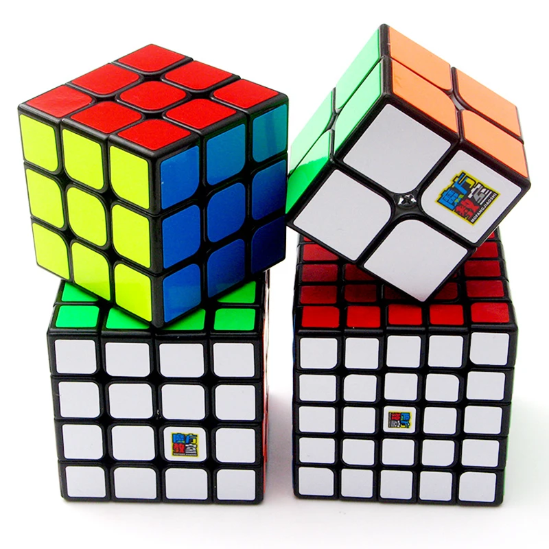 4 шт. Moyu Meilong 2x2x2 3x3x3 4x4x4 5x5x5 Magico Cubo подарочный набор без наклеек игрушки для детей - Цвет: Черный