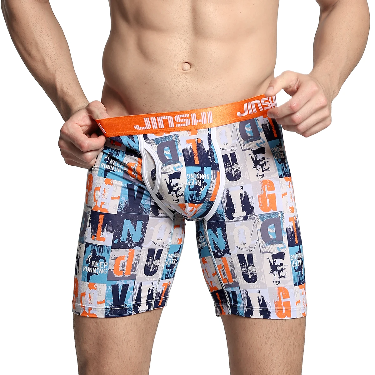 Mens Underwear Boxer Briefs Long  Printing Bamboo Breathable Comfortable No Ride Up Male Panties Shorts Homme Boxershorts