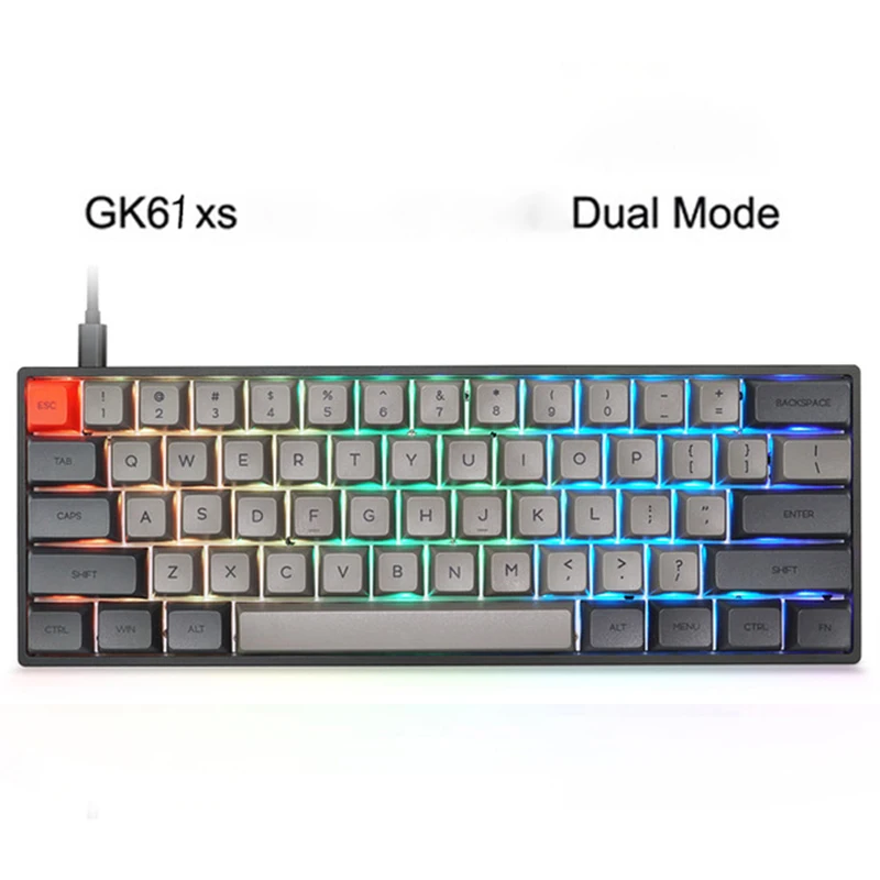 Механическая клавиатура GK61S SK61S с горячей заменой, Двухрежимная клавиатура RGB с горячей заменой платы, оптический коричневый переключатель Gateron