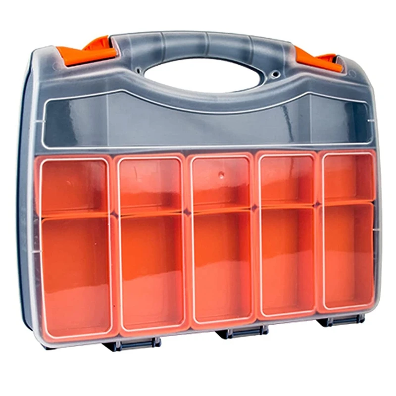 

31-Compartment Double Sided Organizer, Tool Box with Impact Resistant Polymer and Removable Plastic Dividers