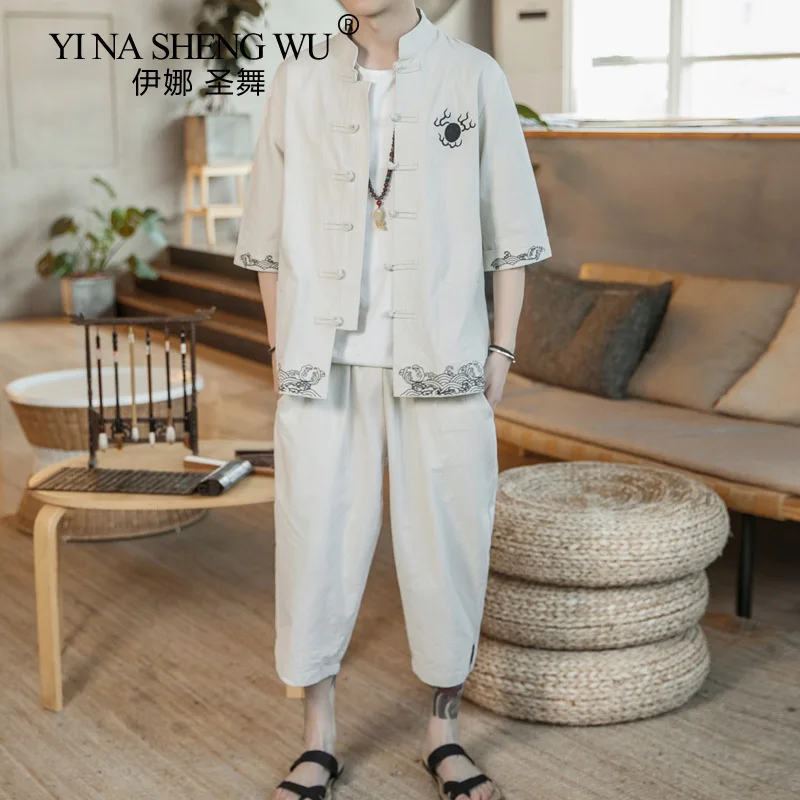 Мужская хлопковая Униформа кунг-фу в китайском стиле из конопли Молодежный