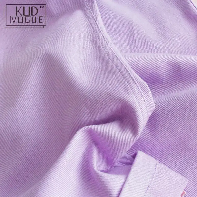 Женские джинсовые брюки с вышивкой повседневные фиолетовые высокой талией в