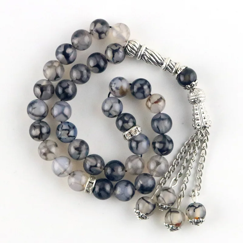 Новый агат натуральный камень 8 мм 33 бусины исламское мусульманское поклонение