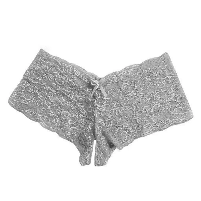 

1PC Lace Panties Women Sexy Seamless Solid Color Briefs Intimate Boyshorts Transparent Open Crotch Bowknot Ladies Panties