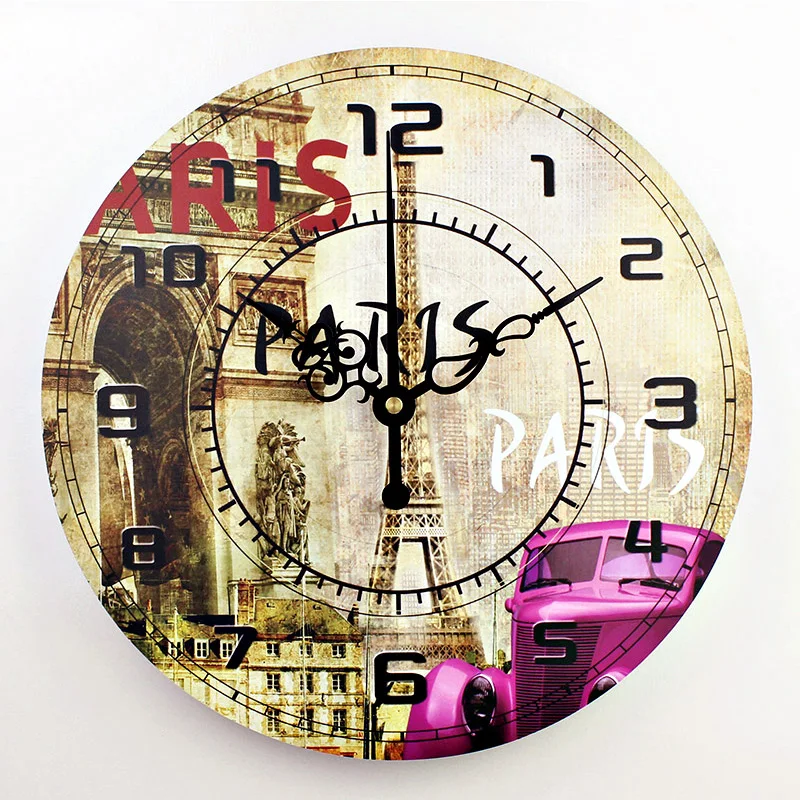 

Modern Large Wall Clock Paris Urban Style Home Decoration Clock Waterproof Mute Decorative Watch