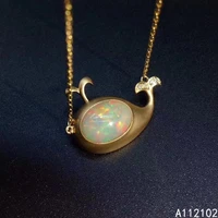 kjjeaxcmy fine jewelry 925 sterling silver natural opal girl fashion pendant necklace chain support test chinese style