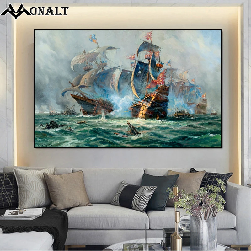 

Canvas Painting Seascape Poster Sailboat in the Ocean Classical Living Room Decoration Wall Pictures ART Poster and Prints Decor