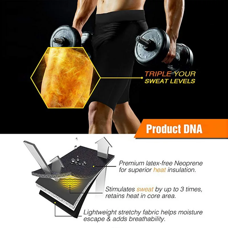 Мужские шорты для похудения CYSINCOS фитнеса из неопрена похудения|Корректирующее