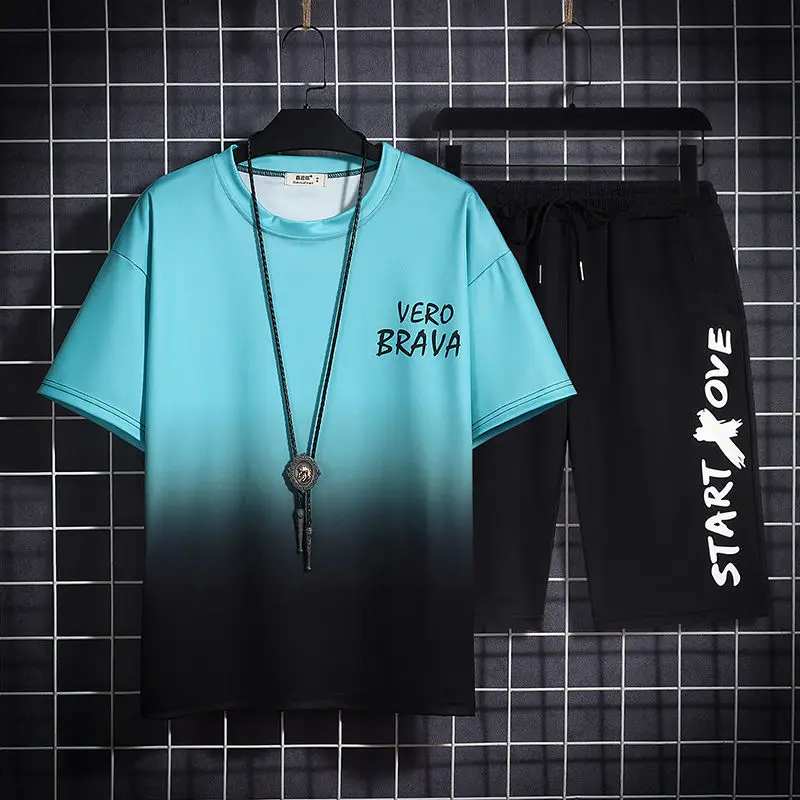 

[Short sleeve / suit]Men's casual suit Korean fashion sportswear Summer Youth handsome suit tracksuit men
