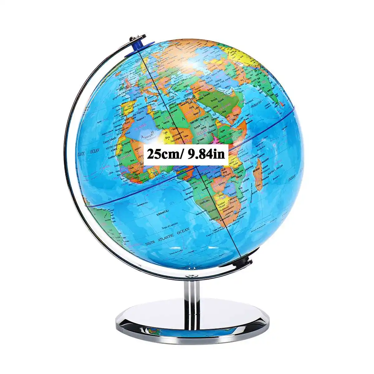 25CM World Globe Map Rotating Stand With LED Light Earth School Geography Educational Supplies Kids Toy Gift |
