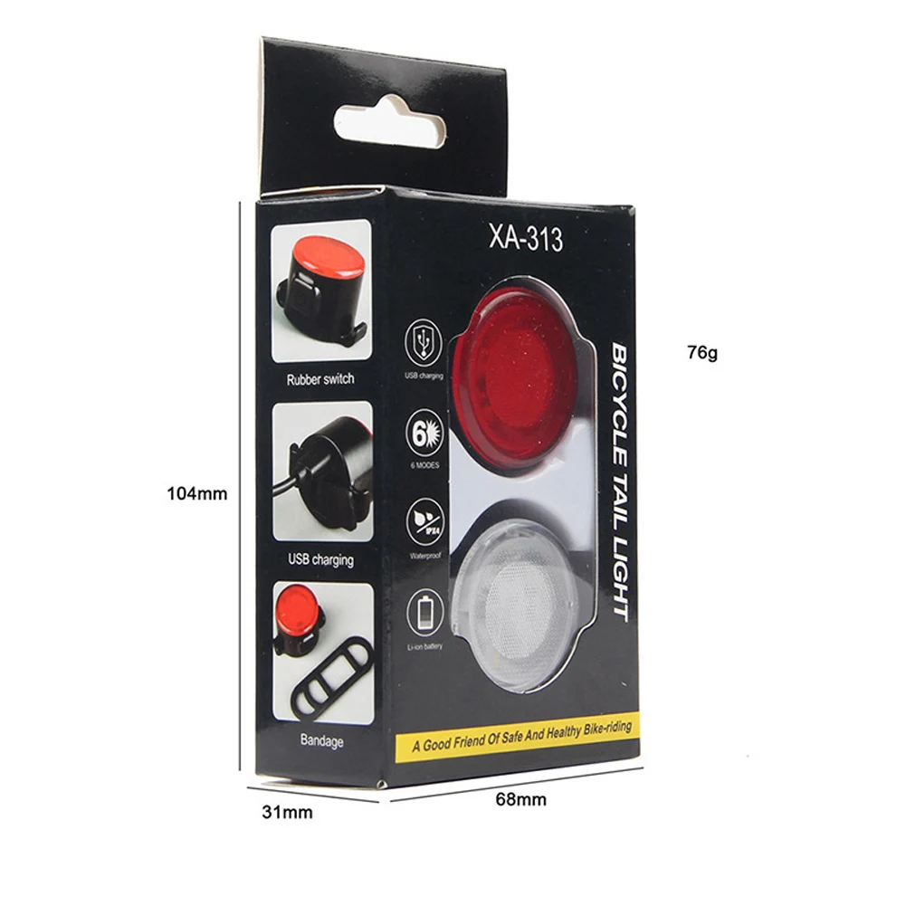 

Usb 300mah Rechargeable Bike Light Set Waterproof Lithium Battery Super Bright Rear Led Light 6 Light Mode Bicycle Accessories