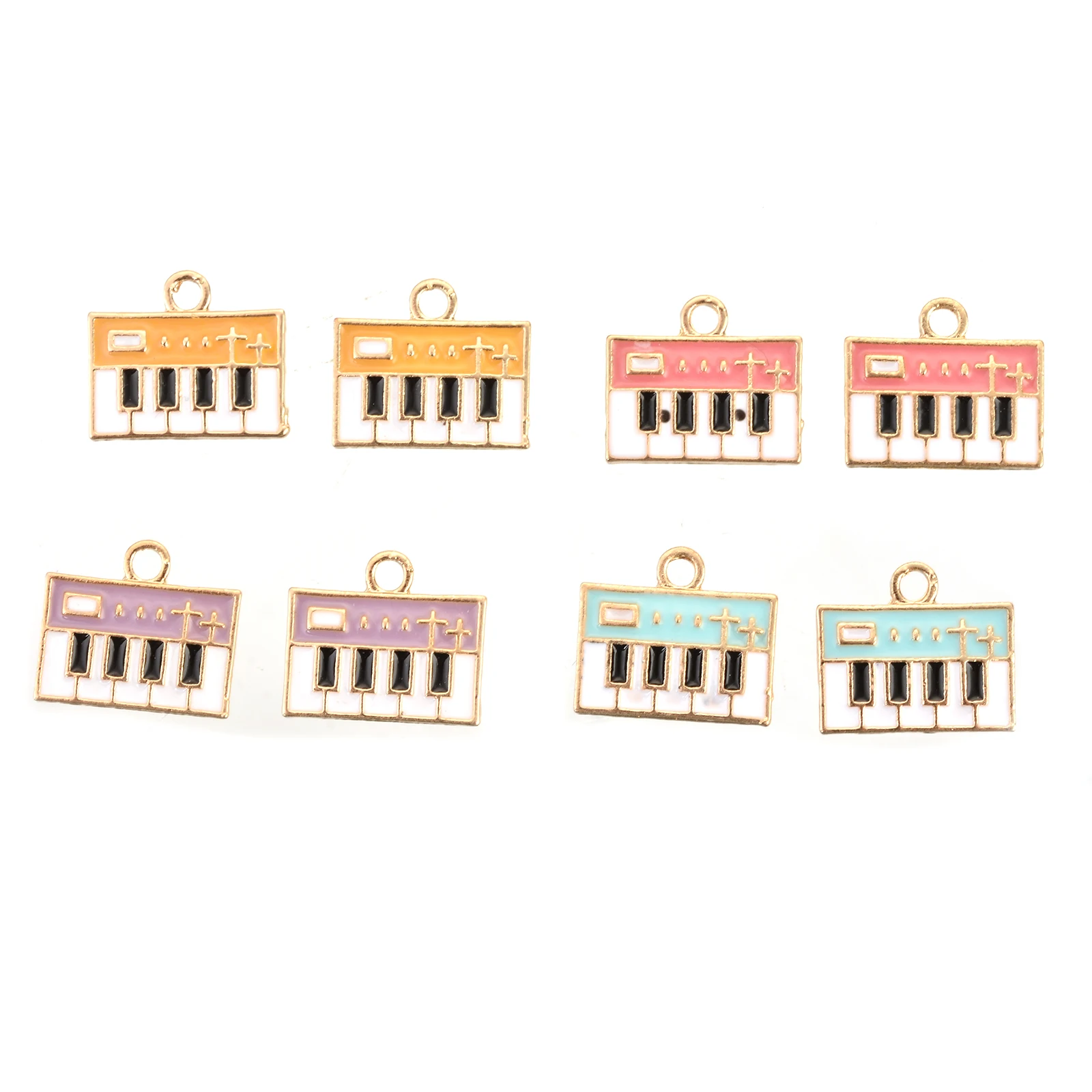 

Creative Musical Instrument Piano Guitar Metal Charms Gold Color Multicolor Enamel Pendants DIY Necklace Earrings Jewelry,10PCs