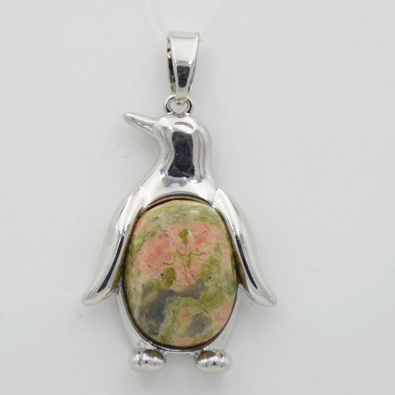 Натуральный камень Cryatal Пингвин кулон для прелести ожерелье женщин и девочек