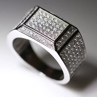 luxury mens ring hip hop iced out high quality micro pave diamond finger ring square rings for men jewelry diamond rinfs