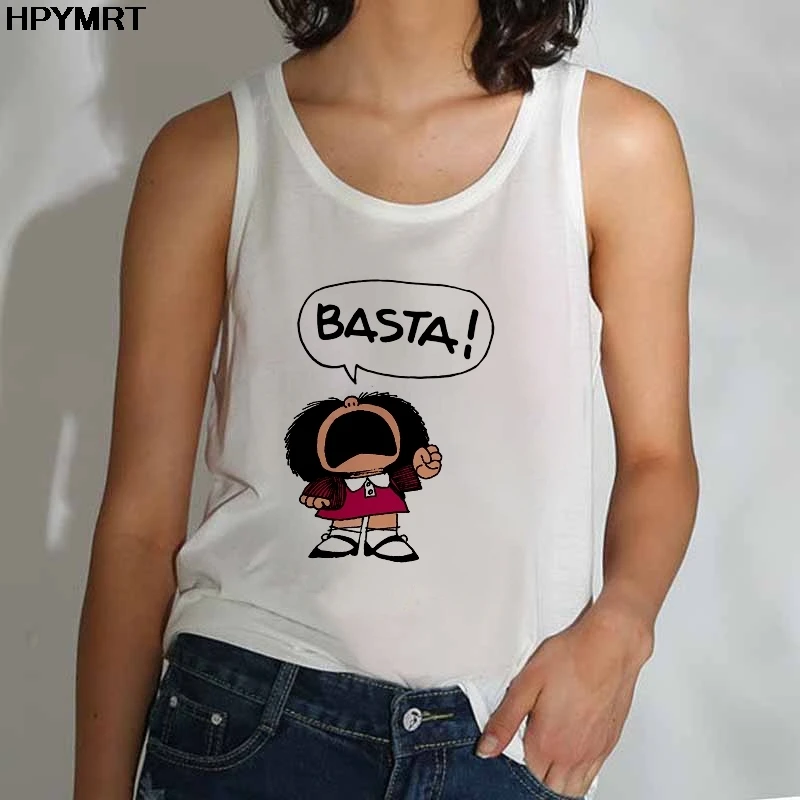 Футболка Mafalda Kawaii Мультфильм сексуальный жилет майки женские без рукавов аниме