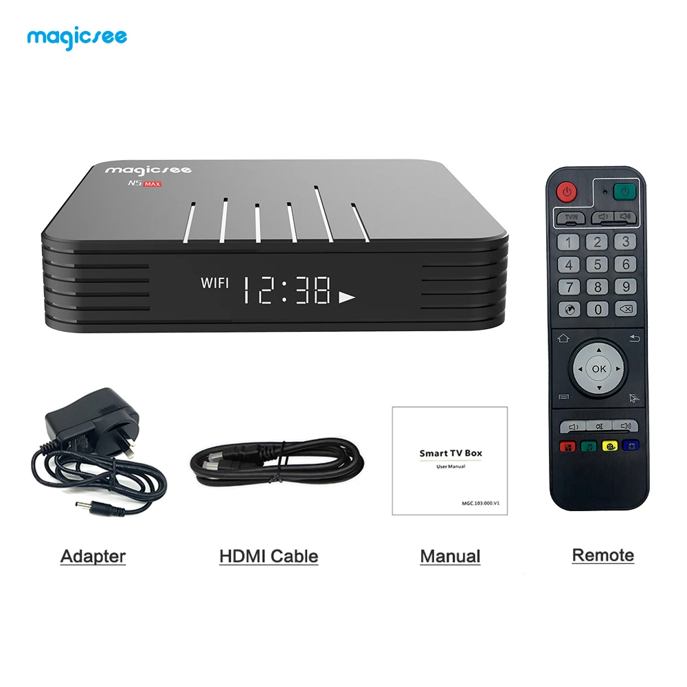 Приставка Смарт-ТВ Magicsee N5 Max Amlogic S905X3 4 + 64 ГБ Android 2020 Wi-Fi Bluetooth | Электроника