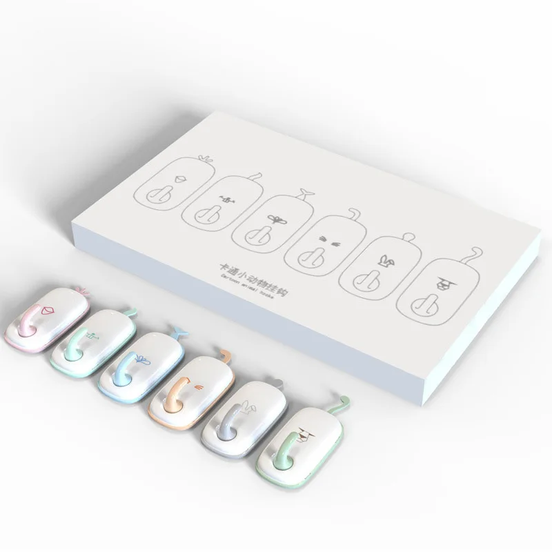 6pcs Hook Key Holder Wall Home Cartoon Animal Tail Sucker Multifunction Strong No Trace Decoration | Дом и сад