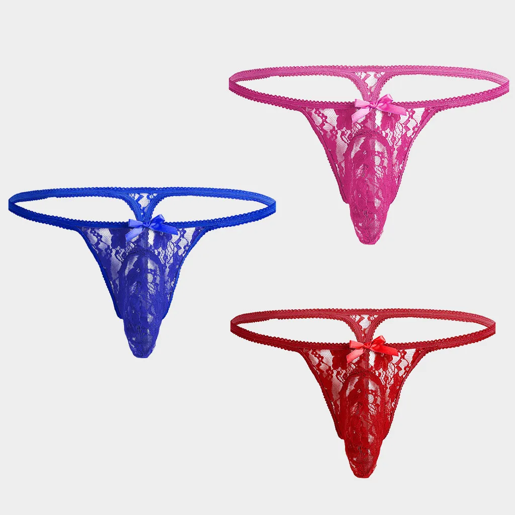 Men's G-String T-Back Shorts Men Underwear Stylish Lace Pattern hombre Sexy G String Cueca Gay Penis Lingerie | Тематическая