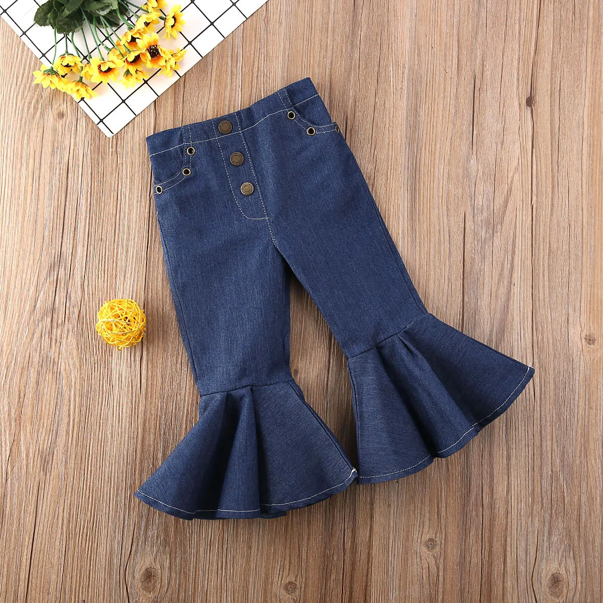 От 1 до 6 лет джинсы для маленьких девочек джинсовые брюки-клеш свободные брюки с