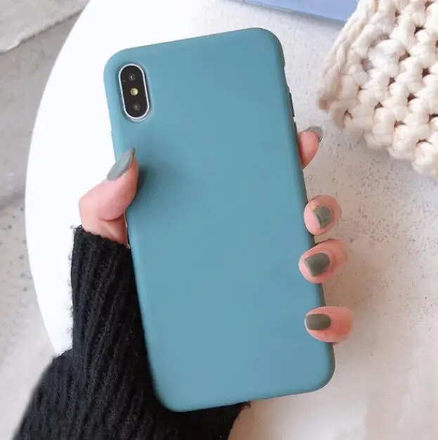 Blue Для iPhone 11 Pro Max X XS Max XR чехол Macaron Plain для iPhone 8 7 6 6s Plus Мягкий чехол для телефона TPU задняя крышка против падения Funda - Цвет: Blue