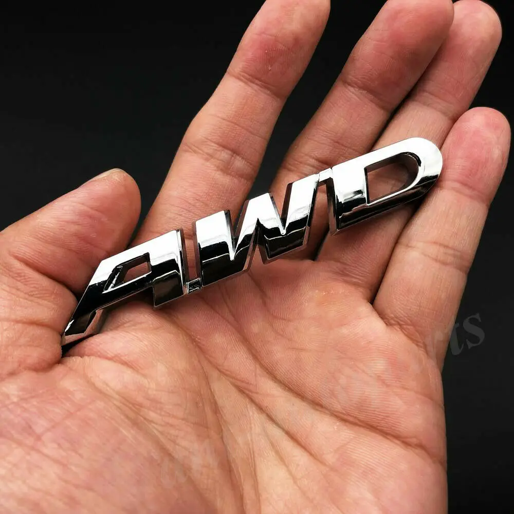Металлическая хромированная 3d наклейка AWD для багажника автомобиля задняя