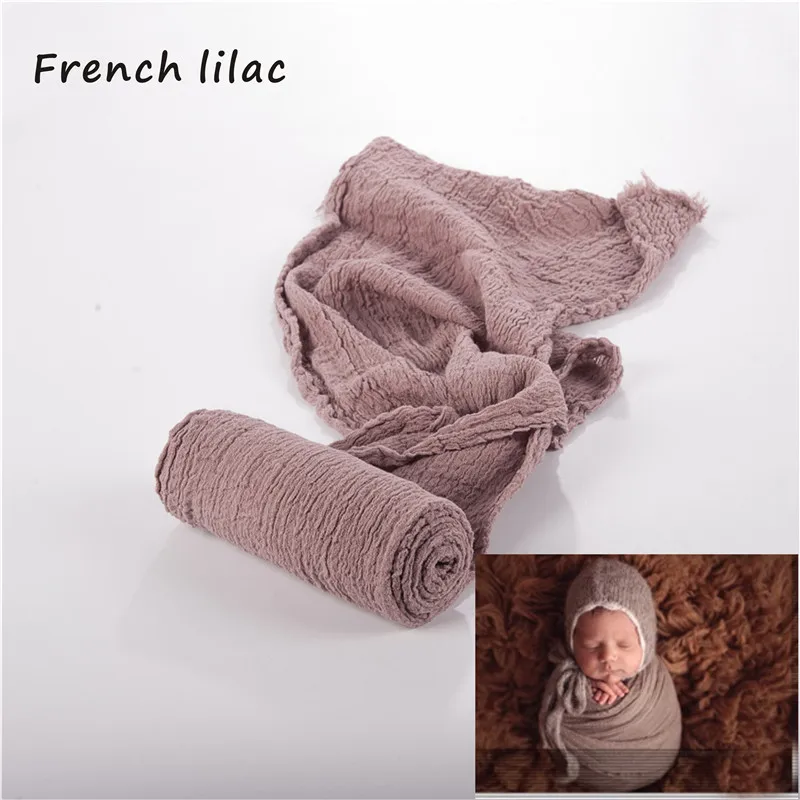 French lilac Реквизит для фотосессии новорожденных; Детский реквизит для фотосессии; одеяло; мягкое растягивающееся Хлопковое одеяло; аксессуары для фотосессии младенцев - Цвет: French lilac