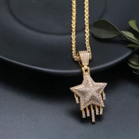 rock hip hop iced out full cubic zircon rope chain star pendant necklace for men jewelry necklace choker for women jewelry chain